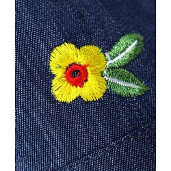 Pine Kids Cotton Woven Sleeveless Top & Skirt Set With Floral Embroidery - Yellow & Navy Blue
