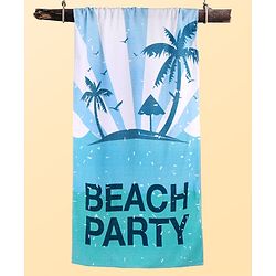 Pine Kids Terry Knit Towel with Beach Theme Print L 121 x B 60 cm - Light Blue
