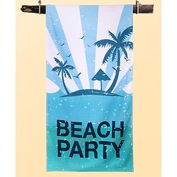 Pine Kids Terry Knit Towel with Beach Theme Print L 121 x B 60 cm - Light Blue