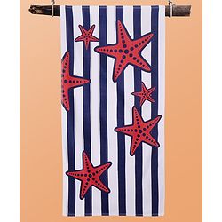 Pine Kids Terry Knit Towel with Star Print L 121 x B 60 cm - White & Red