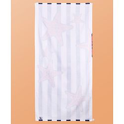 Pine Kids Terry Knit Towel with Star Print L 121 x B 60 cm - White & Red