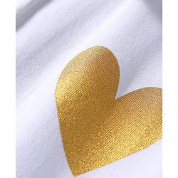 Pine Kids Cotton Knit Sleeveless Collared Frock with Glitter Heart Print - White