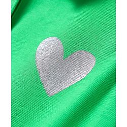 Pine Kids Cotton Knit Sleeveless Collared Dress with Foil Heart Print - Light Green