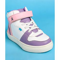 Pine Kids Velcro Closure Casual Shoes - White & Purple