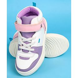 Pine Kids Velcro Closure Casual Shoes - White & Purple
