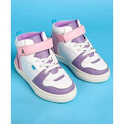 Pine Kids Velcro Closure Casual Shoes - White & Purple