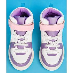 Pine Kids Velcro Closure Casual Shoes - White & Purple