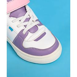 Pine Kids Velcro Closure Casual Shoes - White & Purple