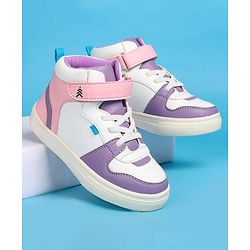 Pine Kids Velcro Closure Casual Shoes - White & Purple