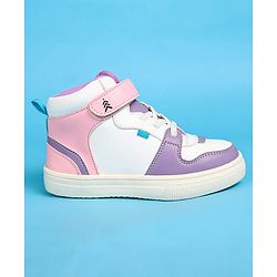 Pine Kids Velcro Closure Casual Shoes - White & Purple