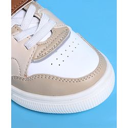 Pine Kids Casual Shoes with Velcro Closure - White & Beige
