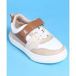 Pine Kids Casual Shoes with Velcro Closure - White & Beige