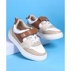 Pine Kids Casual Shoes with Velcro Closure - White & Beige
