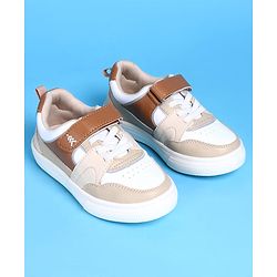 Pine Kids Casual Shoes with Velcro Closure - White & Beige