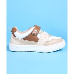 Pine Kids Casual Shoes with Velcro Closure - White & Beige