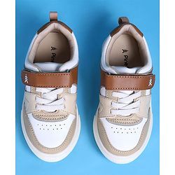 Pine Kids Casual Shoes with Velcro Closure - White & Beige
