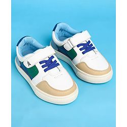Pine Kids Velcro Closure Casual Shoes - White & Blue