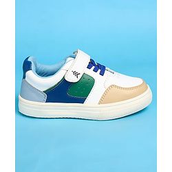 Pine Kids Velcro Closure Casual Shoes - White & Blue