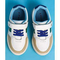 Pine Kids Velcro Closure Casual Shoes - White & Blue