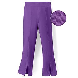 Pine Kids Cotton Lycra Knit Full Length Solid Leggings - Purple