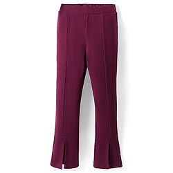 Pine Kids Cotton Lycra Knit Full Length Solid Leggings - Wine
