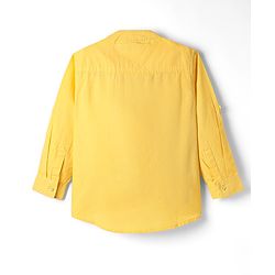 Pine Kids 100% Cotton Full Sleeves Solid Coloured Shirts With Mandarin Collar- Yellow
