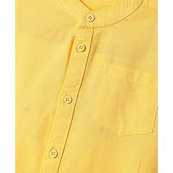 Pine Kids 100% Cotton Full Sleeves Solid Coloured Shirts With Mandarin Collar- Yellow