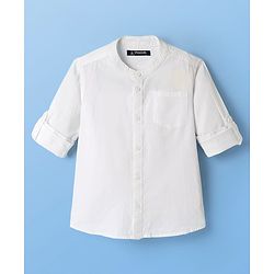 Pine Kids 100% Cotton Full Sleeves Solid Coloured Shirts With Mandarin Collar- Yellow
