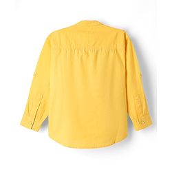 Pine Kids Cotton Woven Mandarin Collar Full Sleeves Solid Colour Kurta Style Shirt - Yellow