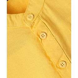 Pine Kids Cotton Woven Mandarin Collar Full Sleeves Solid Colour Kurta Style Shirt - Yellow