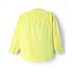 Pine Kids Cotton Woven Mandarin Collar Full Sleeves Solid Colour Kurta Style Shirt - Yellow