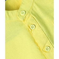 Pine Kids Cotton Woven Mandarin Collar Full Sleeves Solid Colour Kurta Style Shirt - Yellow