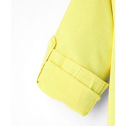 Pine Kids Cotton Woven Mandarin Collar Full Sleeves Solid Colour Kurta Style Shirt - Yellow