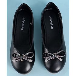 Pine Kids Ballerina With Bow Applique Slip on - Black