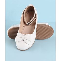 Pine Kids Ballerina With Bow Applique & Buckle Closure - White