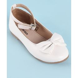 Pine Kids Ballerina With Bow Applique & Buckle Closure - White