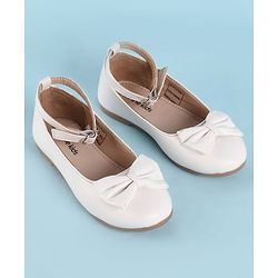 Pine Kids Ballerina With Bow Applique & Buckle Closure - White