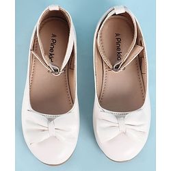Pine Kids Ballerina With Bow Applique & Buckle Closure - White