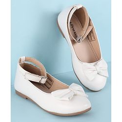 Pine Kids Ballerina With Bow Applique & Buckle Closure - White