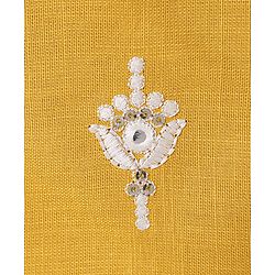 Pine Kids Woven Three Fourth Sleeves Floral & Sequin Embroidered Kurta Salwar Set with Dupatta - Mustard