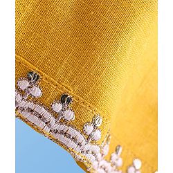Pine Kids Woven Three Fourth Sleeves Floral & Sequin Embroidered Kurta Salwar Set with Dupatta - Mustard