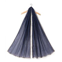 Pine Kids Viscose Woven Full Sleeves Foil Printed Kurta Churidar Set with Dupatta - Navy