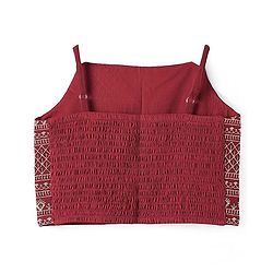 Pine Kids  Woven  Top and Palazzo with Full Sleeves Sequin Detailing Shrug - Maroon