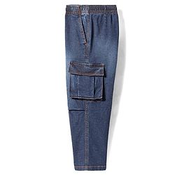 Pine Kids Denim Woven Full Length Washed Jeans with Pockets  - Navy Blue