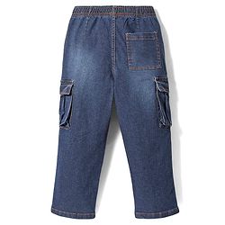 Pine Kids Denim Woven Full Length Washed Jeans with Pockets  - Navy Blue