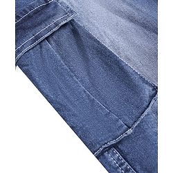 Pine Kids Woven Full Length Washed Denim Jeans With Cargo Pockets - Blue