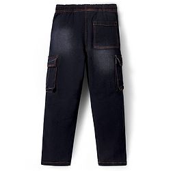 Pine Kids Full Length Washed Denim Jeans with Cargo Pocket - Black