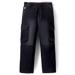 Pine Kids Full Length Washed Denim Jeans with Cargo Pocket - Black