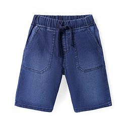 Pine Kids Woven Knee Length Solid Shorts - Navy Blue