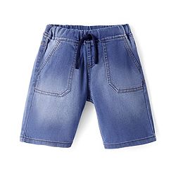 Pine Kids Woven Knee Length Solid Shorts - Navy Blue